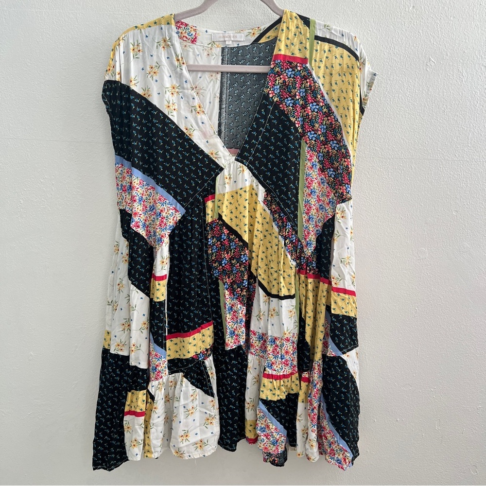 Olivaceous Multicolor Patchwork Mini Dress - image 5